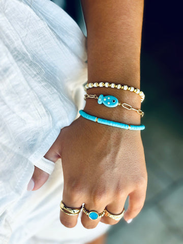 #60190 GLASS FISH PAPERCLIP CHAIN BRACELET