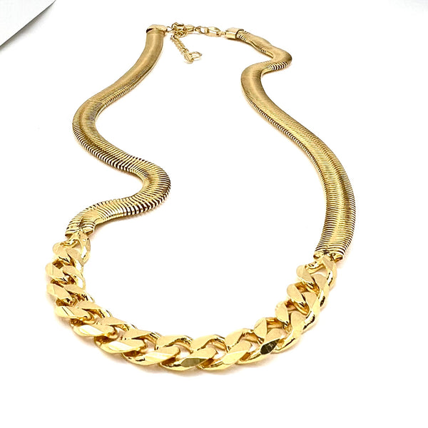 WIDE SNAKE/CUBAN CHAIN NECKLACE