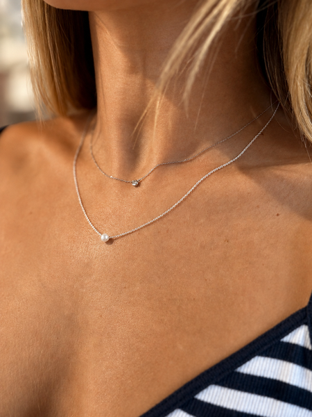 #80237 TINY SINGLE PEARL ON CHAIN NECKLACE