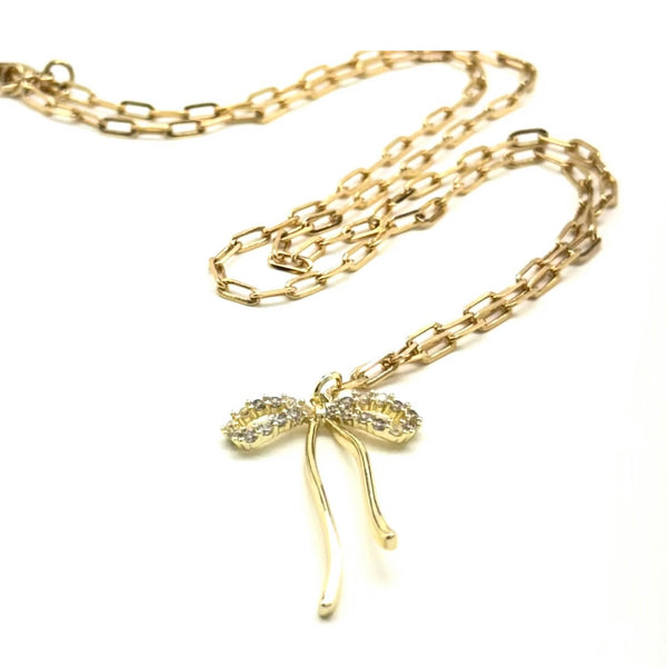 PAVE BOW NECKLACE