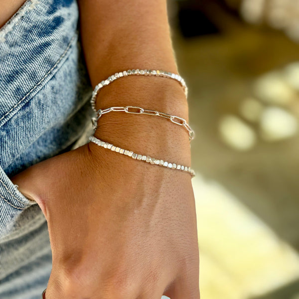 #4432 METAL BEADED STRETCHY BRACELET