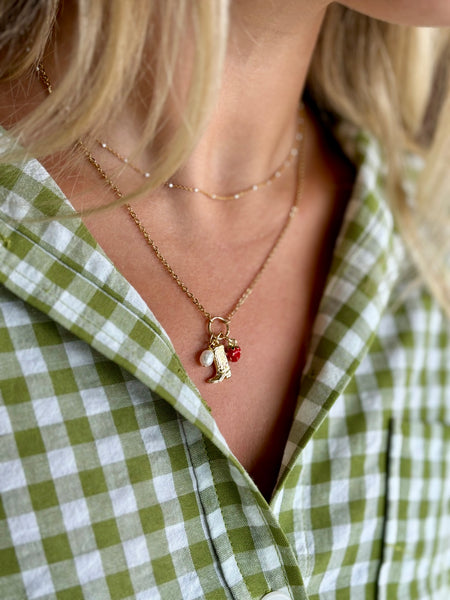 #80215 STRAWBERRY RODEO CLUSTER CHARM NECKLACE