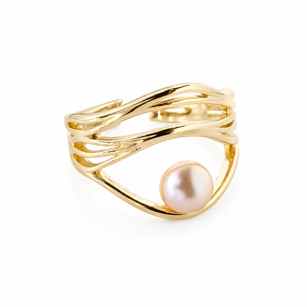 #9554 PINK PEARL MULTI BAND RING