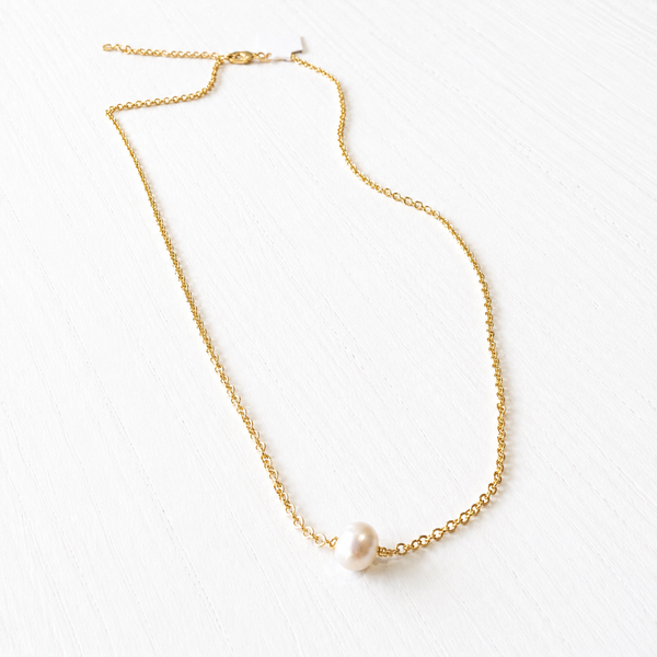 #80237 TINY SINGLE PEARL ON CHAIN NECKLACE