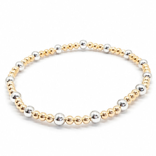 #60184 SILVER/GOLD BEAD BRACELET