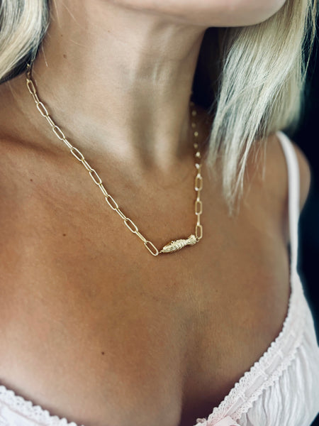 #80231 FISH PAPERCLIP NECKLACE