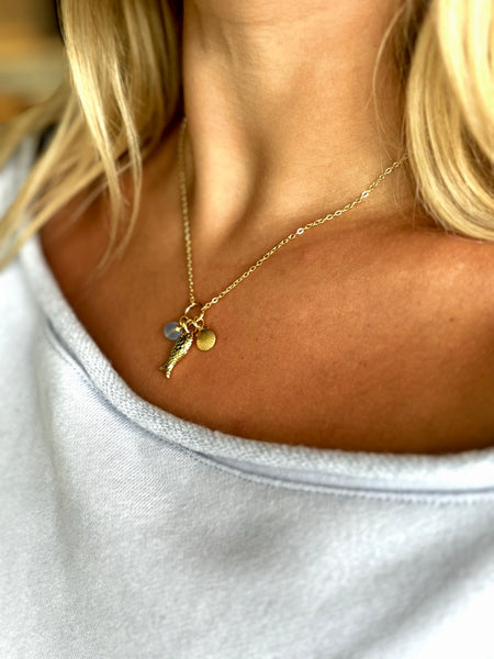 #80212 BLUE DRIFT CLUSTER CHARM NECKLACE
