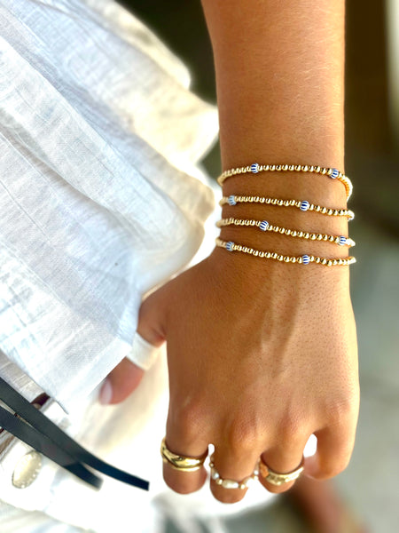 #60198 & #60205 OCEAN BLUE STRIPE BEAD BRACELET