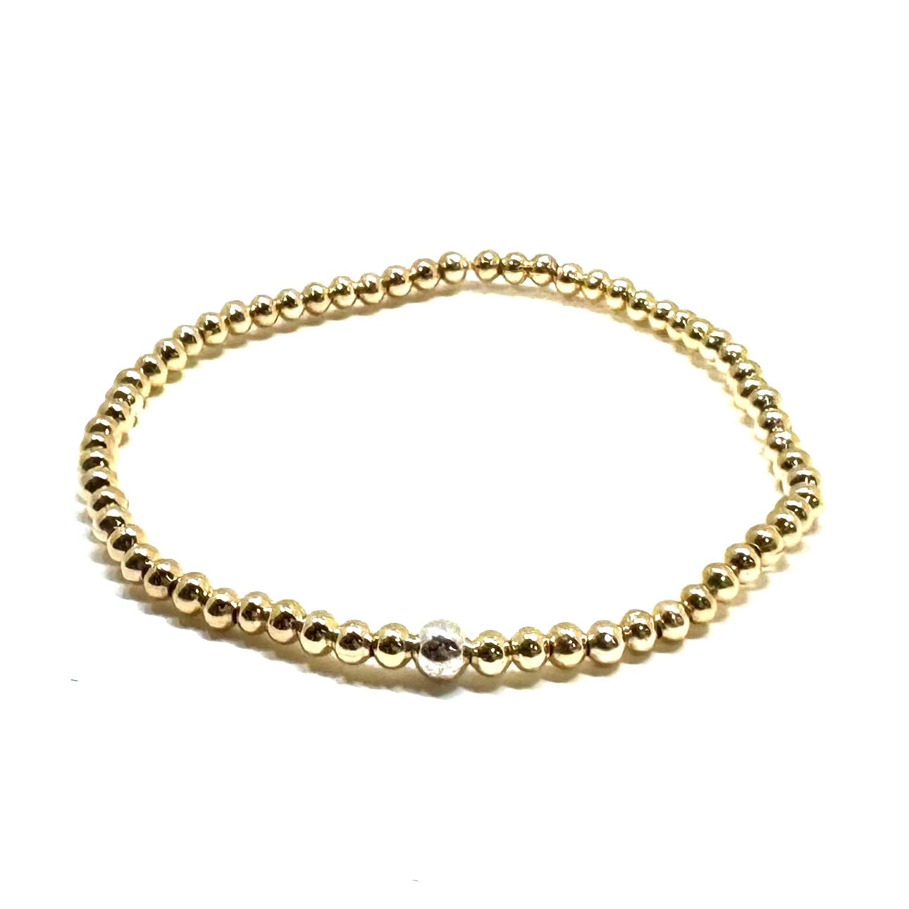 #60183 SILVER BEAD/GOLD BEAD BRACELET