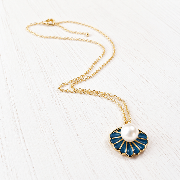#80272 SCALLOP W/ PEARL NECKLACE