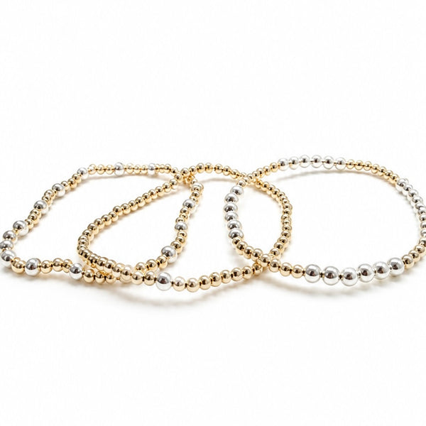 #60184 SILVER/GOLD BEAD BRACELET