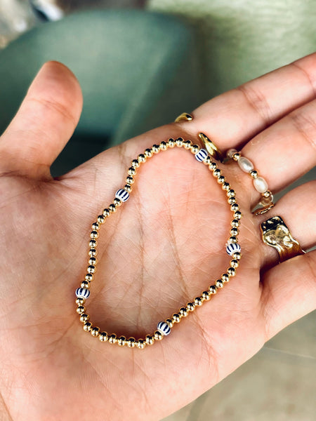 #60198 & #60205 OCEAN BLUE STRIPE BEAD BRACELET