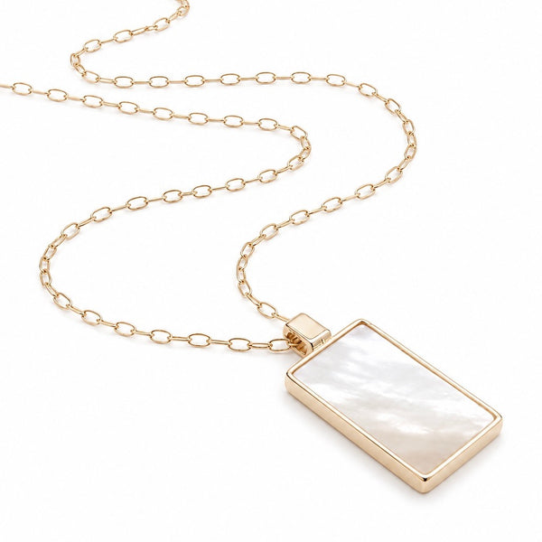 #80047 MOTHER OF PEARL RECTANGLE NECKLACE