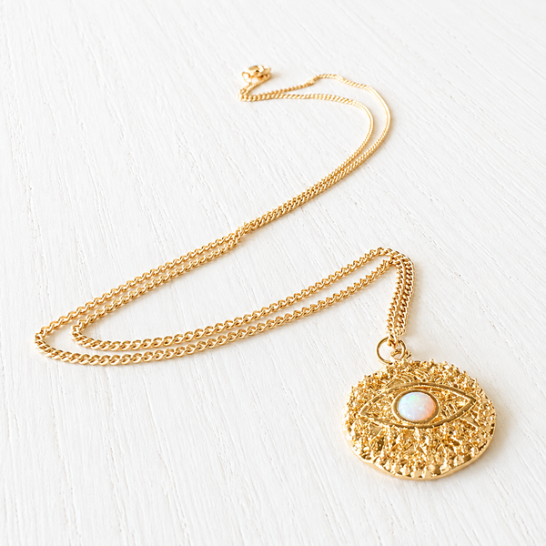 #2446 PAVE & OPAL EVIL EYE NECKLACE