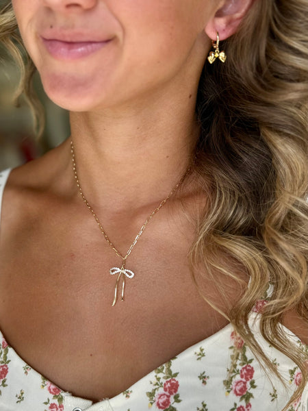 PAVE BOW NECKLACE