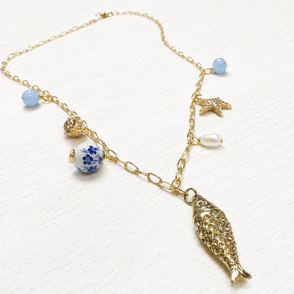 #80201 OCEAN BLUE CHARM NECKLACE
