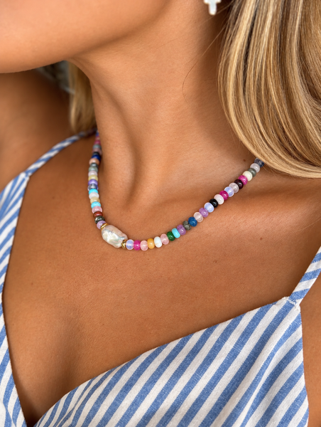 #80250 MADRID PEARL GEMSTONE NECKLACE