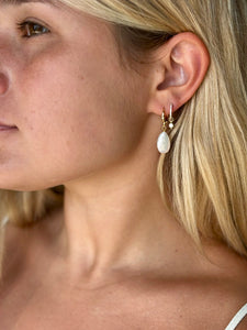 #2681 PEARL TEARDROP HUGGIE