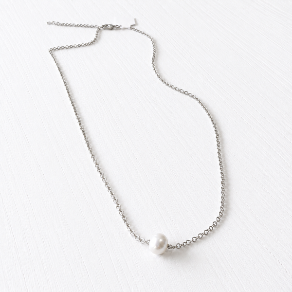 #80237 TINY SINGLE PEARL ON CHAIN NECKLACE