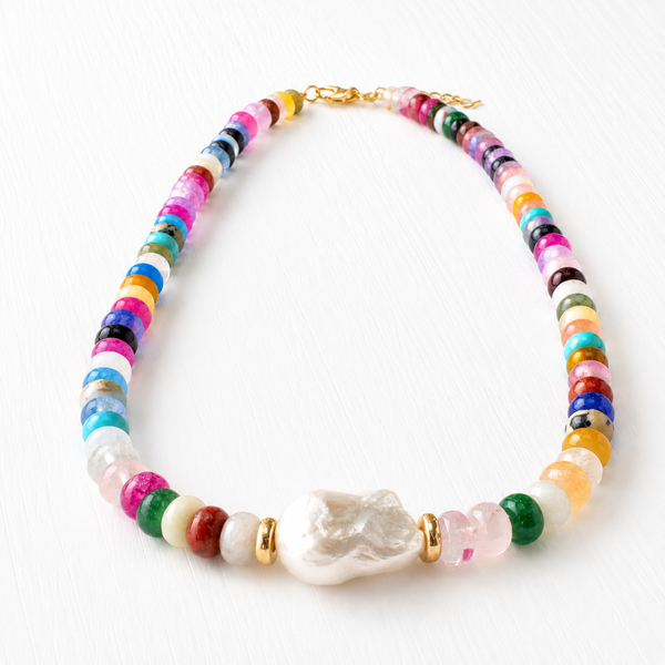#80250 MADRID PEARL GEMSTONE NECKLACE