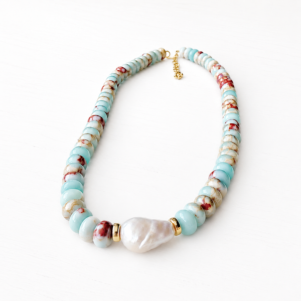 #80250 MADRID PEARL GEMSTONE NECKLACE