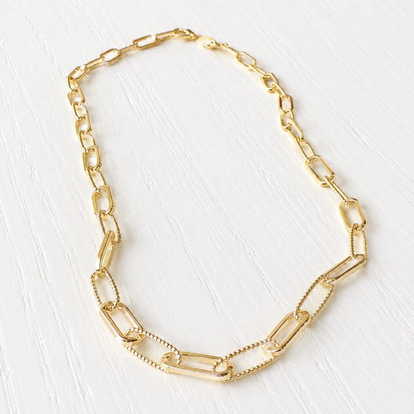 #80204 TEXTURED PAPERCLIP CHAIN NECKLACE