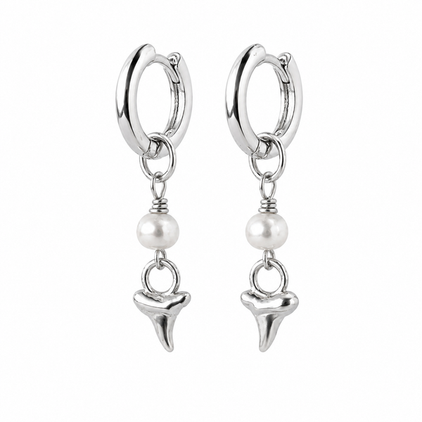 #2714 SHARK TOOTH PEARL DROP HUGGIE