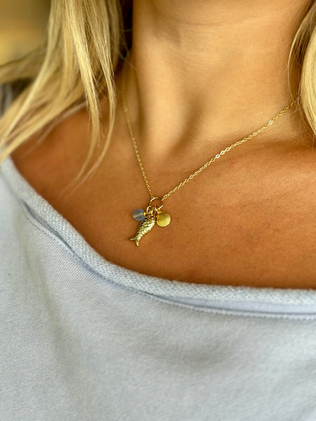 #80212 BLUE DRIFT CLUSTER CHARM NECKLACE