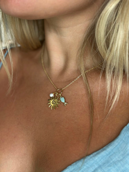 #80214 SUNFISH PEARL CLUSTER CHARM NECKLACE