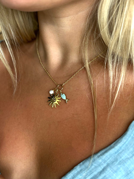 #80214 SUNFISH PEARL CLUSTER CHARM NECKLACE