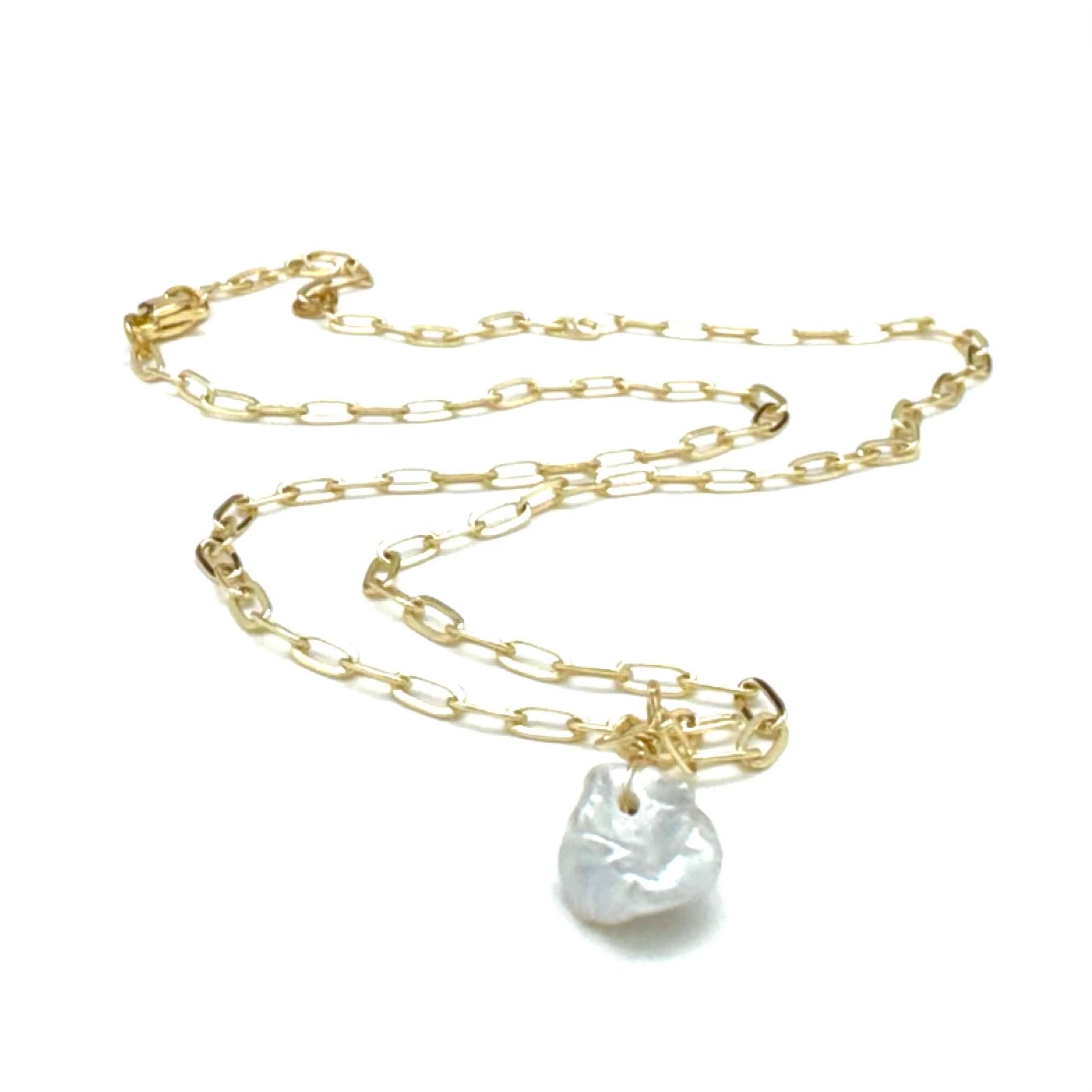 PEARL NUGGET PAPER CLIP NECKLACE