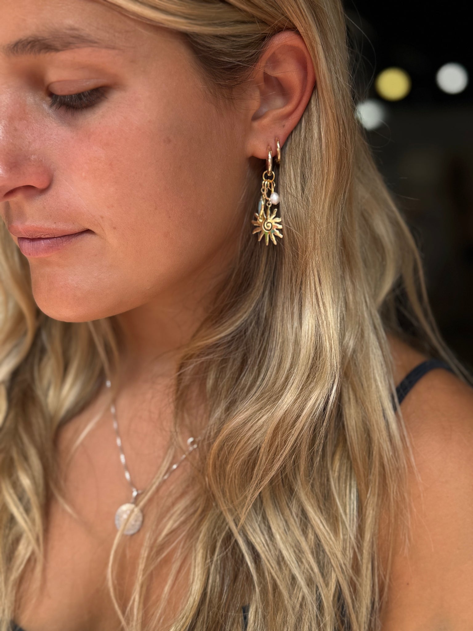 #2708 SUNFISH PEARL CLUSTER HUGGIE