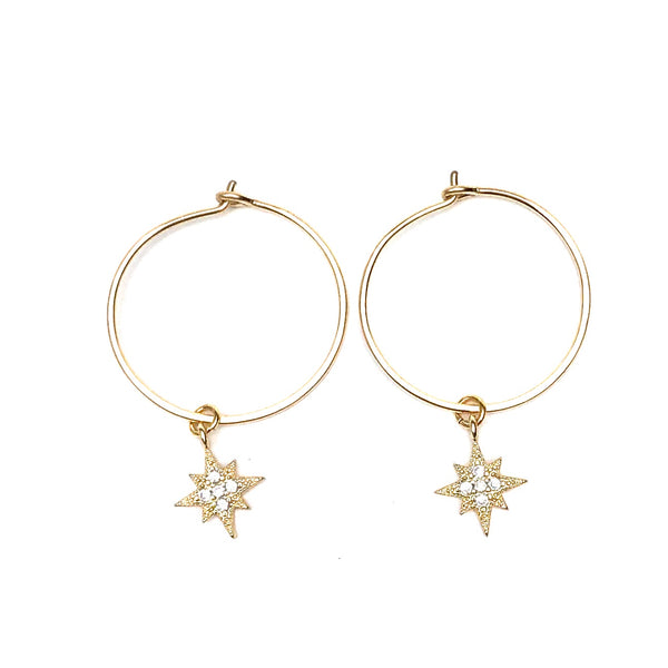 HOOP WITH PAVE NORTH STAR