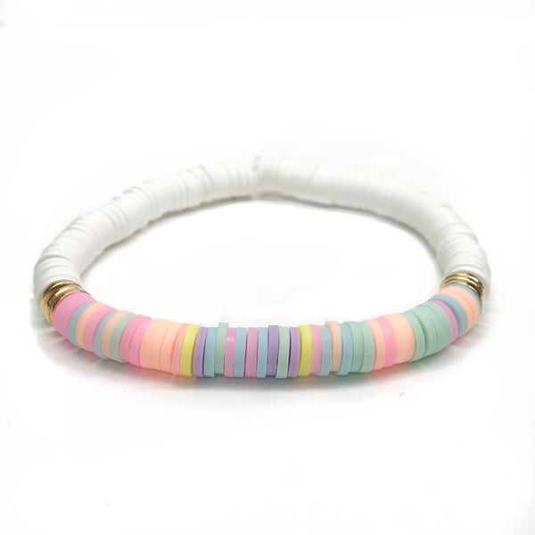 COLOR BLOCK STRIPE HEISHI STRETCH BRACELET