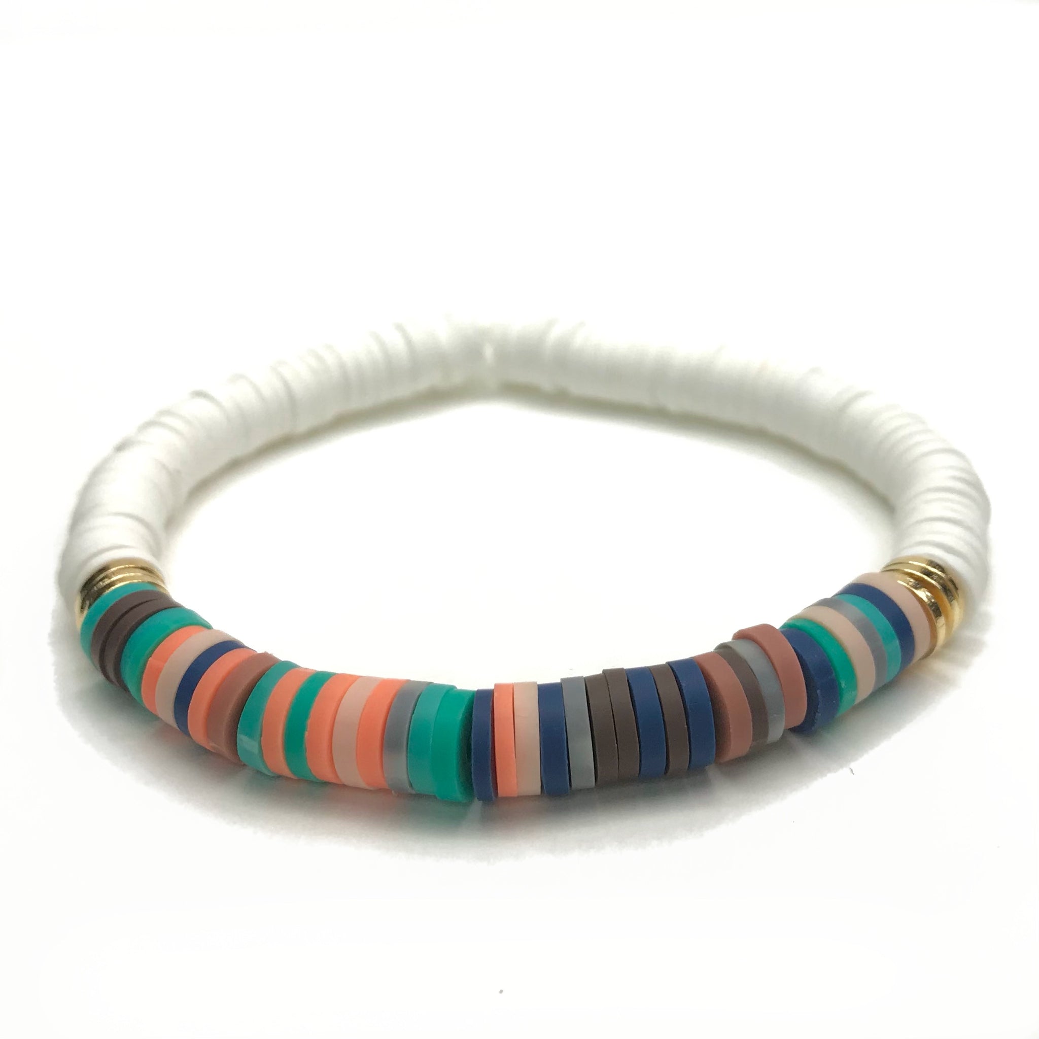 COLOR BLOCK STRIPE HEISHI STRETCH BRACELET