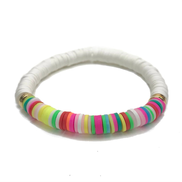 COLOR BLOCK STRIPE HEISHI STRETCH BRACELET