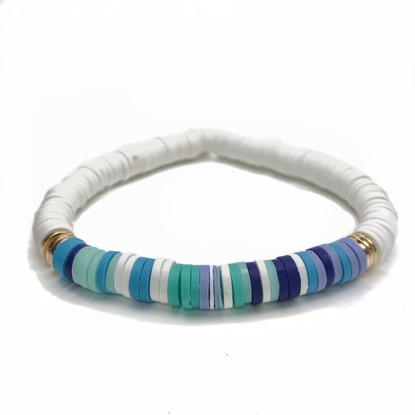 COLOR BLOCK STRIPE HEISHI STRETCH BRACELET