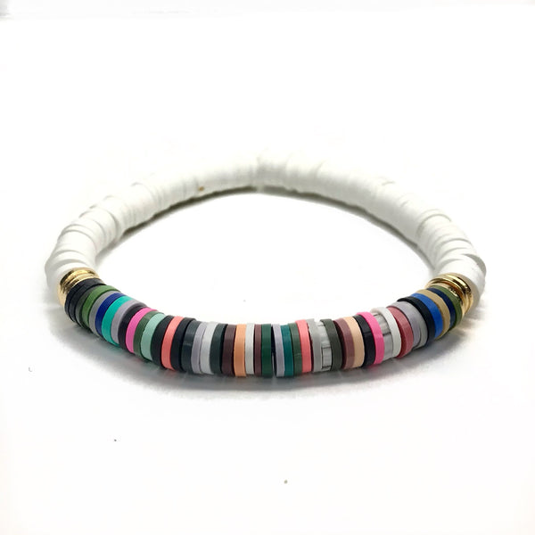 COLOR BLOCK STRIPE HEISHI STRETCH BRACELET