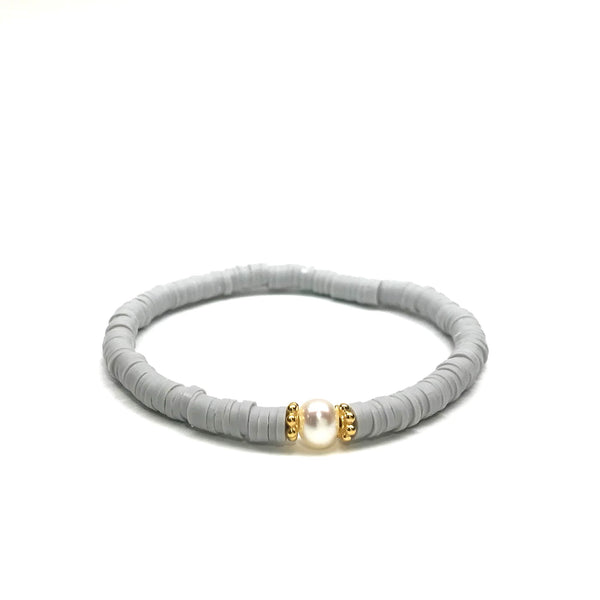 PEARL SMALL HEISHI STRETCH BRACELET