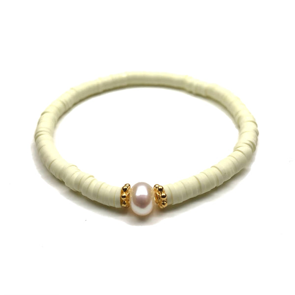 PEARL SMALL HEISHI STRETCH BRACELET