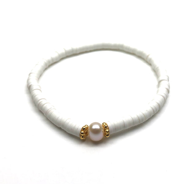 PEARL SMALL HEISHI STRETCH BRACELET