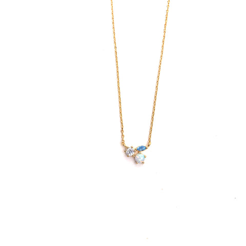 3 STONE OPAL CLUSTER NECKLACE
