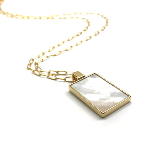 MOTHER OF PEARL RECTANGLE NECKLACE