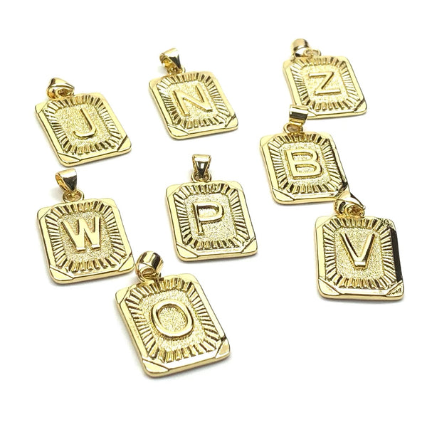 RECTANGLE LETTER NECKLACE - GOLD FILL