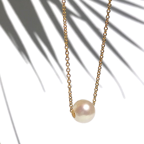 SINGLE PEARL ON GOLD FILL CHAIN NECKLACE