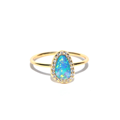 OVAL PAVE OPAL RING