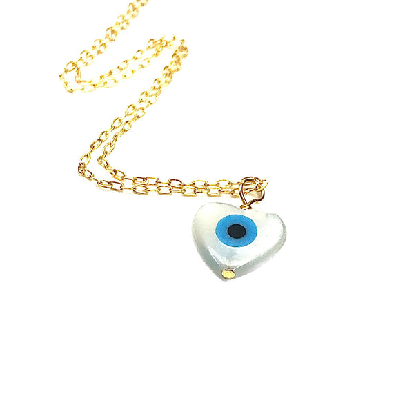 HEART EVIL EYE NECKLACE