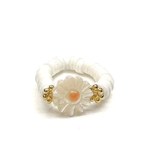MOTHER OF PEARL DAISY HEISHI RING